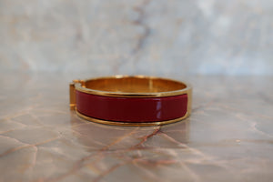 HERMES Click H Gold plated Gold/Red Bangle 500080178
