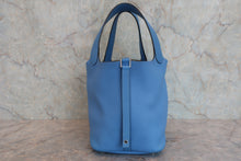 将图片加载到图库查看器，HERMES PICOTIN LOCK TOUCH MM Clemence leather/Swift leather Blue paradise T刻印 Hand bag 800060034
