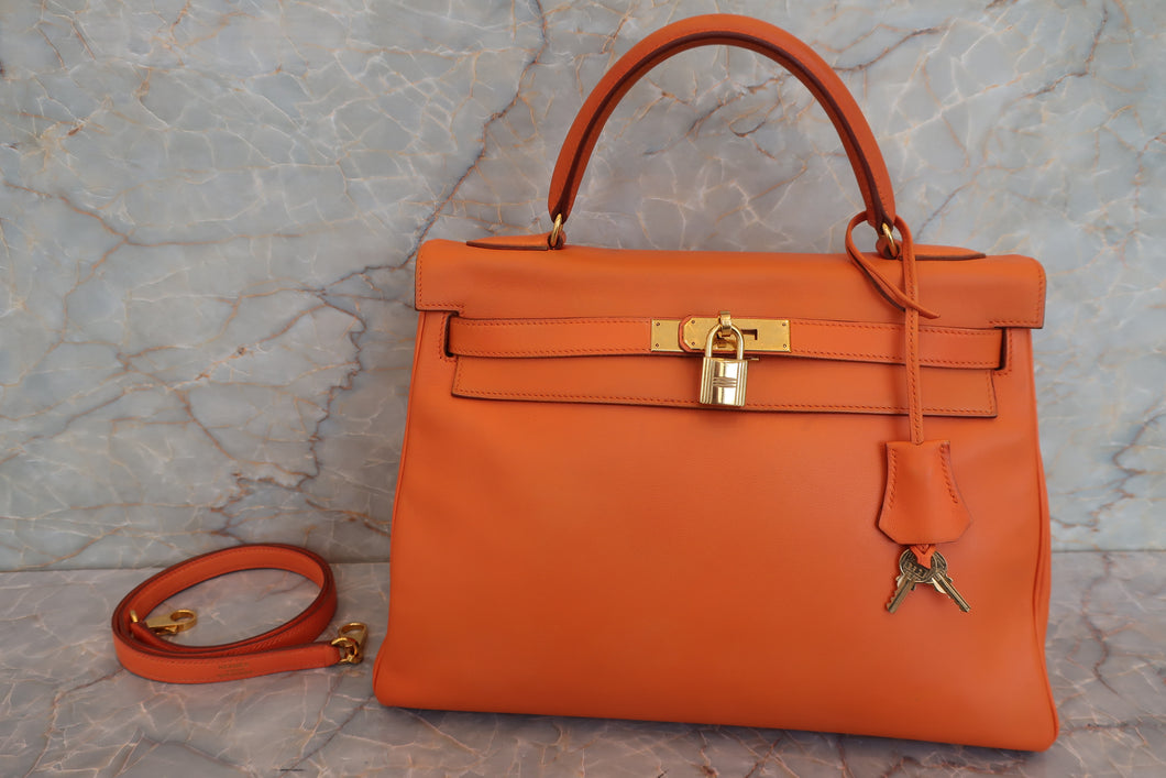 HERMES／エルメス ケリー32 ヴォーガリバー オレンジ 〇Z刻印 ショルダーバッグ 700050217