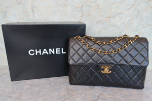 CHANEL Medium Matelasse Single flap chain shoulder bag Lambskin Black/Gold hadware Shoulder bag 700100024