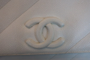 CHANEL/シャネル バイアスステッチチェーンショルダーバッグ キャビアスキン ホワイト/ゴールド金具 ショルダーバッグ 700060208