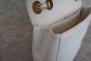 CHANEL/シャネル バイアスステッチチェーンショルダーバッグ キャビアスキン ホワイト/ゴールド金具 ショルダーバッグ 700060208