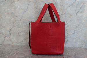 HERMES PICOTIN PM Clemence leather Rouge garance □I刻印 Hand bag 600120283