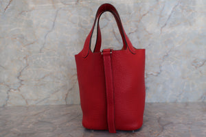 HERMES PICOTIN PM Clemence leather Rouge garance □I刻印 Hand bag 600120283