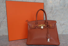 将图片加载到图库查看器，HERMES BIRKIN 30 Clemence leather Cognac □I刻印 Hand bag 600090023
