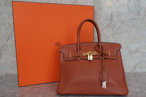 HERMES BIRKIN 30 Clemence leather Cognac □I刻印 Hand bag 600090023