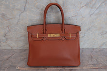 将图片加载到图库查看器，HERMES BIRKIN 30 Clemence leather Cognac □I刻印 Hand bag 600090023
