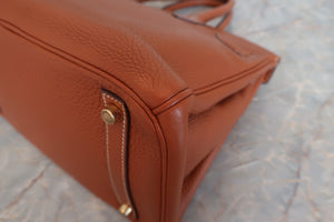 HERMES BIRKIN 30 Clemence leather Cognac □I刻印 Hand bag 600090023