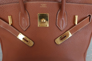 HERMES BIRKIN 30 Clemence leather Cognac □I刻印 Hand bag 600090023