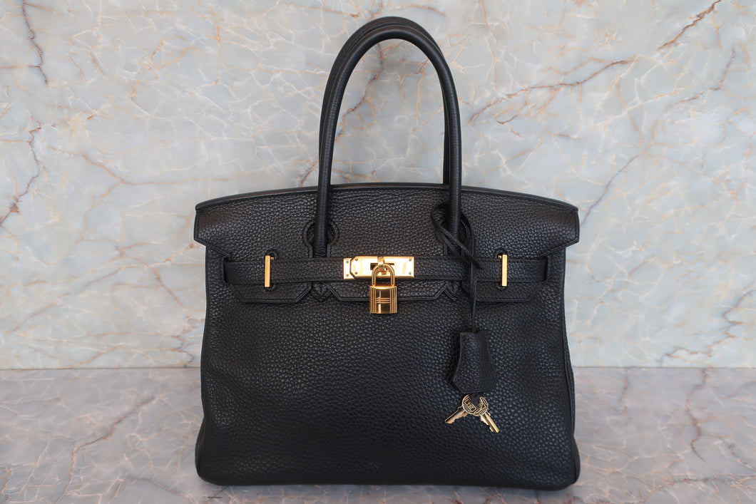HERMES BIRKIN 30 Togo leather Black □K Engraving Hand bag 700090206