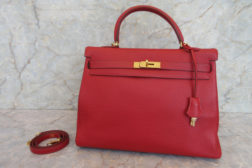 HERMES／エルメス ケリー35 トリヨンクレマンス ルージュヴィフ □H刻印 ショルダーバッグ 700020107
