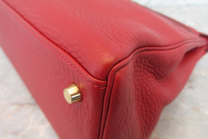 HERMES／エルメス ケリー35 トリヨンクレマンス ルージュヴィフ □H刻印 ショルダーバッグ 700020107