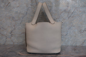 HERMES PICOTIN LOCK MM Clemence leather Beton C刻印 Hand bag 600090021