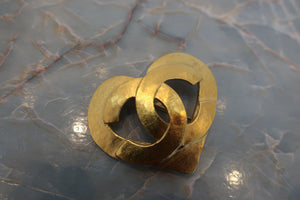 CHANEL/香奈儿 经典双C 心形 胸针 镀金 Gold(金色) 胸针  500100124