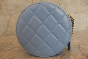 CHANEL Matelasse round chain shoulder bag Lambskin Blue/Gold hadware Shoulder bag 600070177