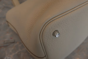 HERMES PICOTIN LOCK MM Clemence leather Beton C刻印 Hand bag 600090021