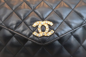 CHANEL/シャネル マトラッセチェーンショルダーバッグ ラムスキン ブラック/ゴールド金具 ショルダーバッグ 600100023