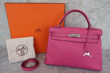 Load image into Gallery viewer, HERMES KELLY 32 Chevre myzore goatskim Fuschia pink □J Engraving Shoulder bag 700090216
