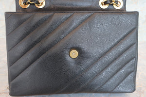 CHANEL/シャネル バイアスステッチチェーンショルダーバッグ キャビアスキン ブラック/ゴールド金具 ショルダーバッグ 700060200