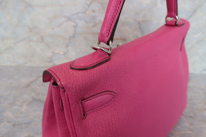 HERMES KELLY 32 Chevre myzore goatskim Fuschia pink □J Engraving Shoulder bag 700090216