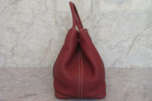 HERMES  GARDEN PARTY PM Negonda leather Rouge H □O Engraving Tote bag 700010025