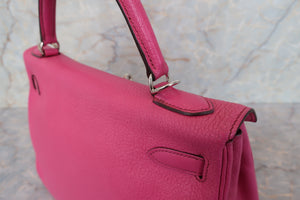 HERMES KELLY 32 Chevre myzore goatskim Fuschia pink □J Engraving Shoulder bag 700090216
