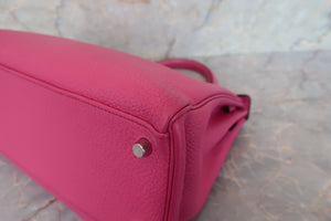 HERMES KELLY 32 Chevre myzore goatskim Fuschia pink □J Engraving Shoulder bag 700090216
