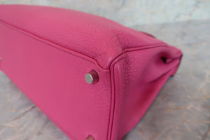 HERMES KELLY 32 Chevre myzore goatskim Fuschia pink □J Engraving Shoulder bag 700090216