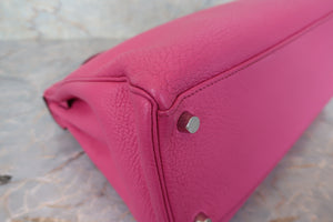 HERMES KELLY 32 Chevre myzore goatskim Fuschia pink □J Engraving Shoulder bag 700090216
