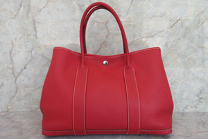 HERMES／エルメス ガーデンパーティPM ネゴンダ ルージュカザック □P刻印 トートバッグ 700070240
