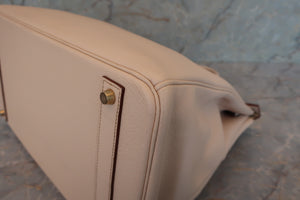 HERMES／エルメス バーキン40 トリヨンクレマンス ベージュ □E刻印 ハンドバッグ 700060118