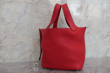 将图片加载到图库查看器，HERMES PICOTIN LOCK PM Clemence leather Rouge casaque X刻印 Hand bag 600110106
