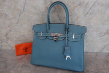 将图片加载到图库查看器，HERMES BIRKIN 30 Epsom leather Blue jean □I刻印 Hand bag 600090025
