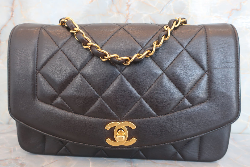 CHANEL Diana matelasse chain shoulder bag Lambskin Black/Gold hadware Shoulder bag 600070173