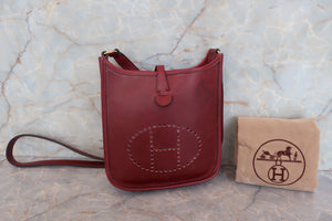 HERMES／エルメス エブリンTPM ボックスカーフ ルージュアッシュ □F刻印 ショルダーバッグ 700080209