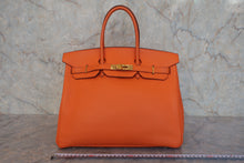 将图片加载到图库查看器，HERMES BIRKIN 35 Clemence leather Orange □G刻印 Hand bag 800030028
