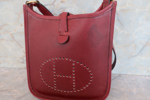 HERMES／エルメス エブリンTPM ボックスカーフ ルージュアッシュ □F刻印 ショルダーバッグ 700080209