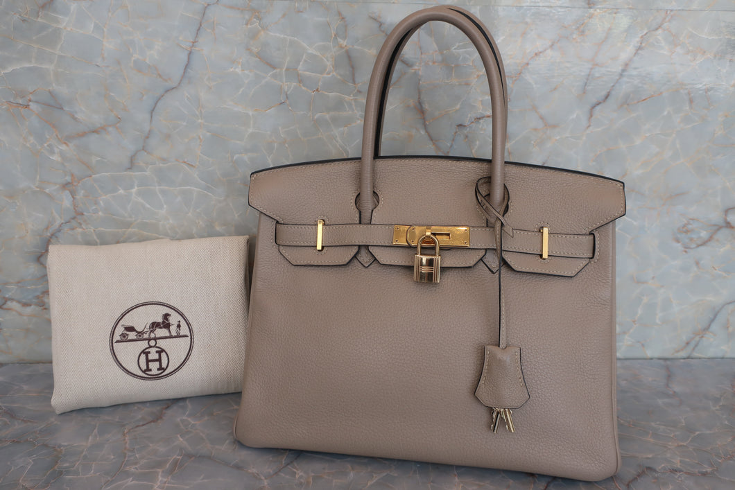 HERMES BIRKIN 30 Clemence leather Gris tourterelle □I刻印 Hand bag 600090010