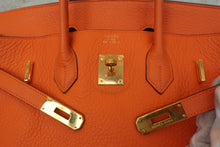 将图片加载到图库查看器，HERMES BIRKIN 35 Clemence leather Orange □G刻印 Hand bag 800030028
