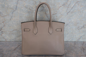 HERMES BIRKIN 30 Clemence leather Gris tourterelle □I刻印 Hand bag 600090010