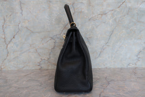 HERMES KELLY 28 Clemence leather Black □R Engraving Shoulder bag 700100040