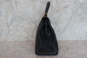 HERMES KELLY 28 Clemence leather Black □R Engraving Shoulder bag 700100040