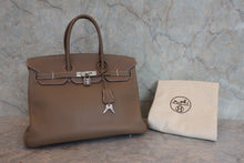 Load image into Gallery viewer, HERMES BIRKIN 35 Togo leather Etoupe gray □M Engraving Hand bag 800070152
