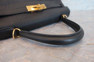 HERMES KELLY 28 Clemence leather Black □R Engraving Shoulder bag 700100040