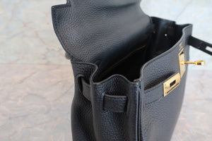 HERMES KELLY 28 Clemence leather Black □R Engraving Shoulder bag 700100040
