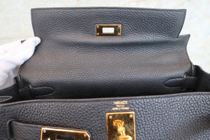 HERMES KELLY 28 Clemence leather Black □R Engraving Shoulder bag 700100040