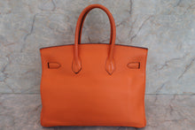 Load image into Gallery viewer, HERMES BIRKIN 35 Clemence leather Orange □G Engraving Hand bag 600060013
