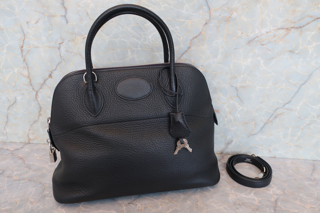 HERMES／BOLIDE 31 Clemence leather Black □J Engraving Shoulder bag 700100018