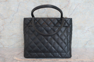 CHANEL Medallion Tote Caviar skin Black/Silver hadware Tote bag 600070160