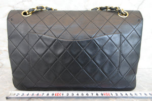 CHANEL Matelasse double flap chain shoulder bag Lambskin Black/Gold hadware Shoulder bag 700070217